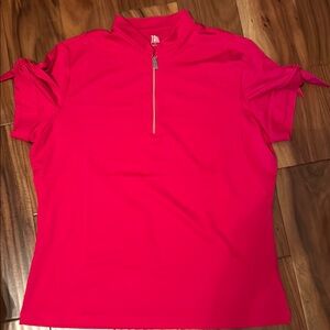 Tail Pink Zippered Polo Short Sleeve Tee